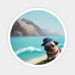 Pug surfing Magnet